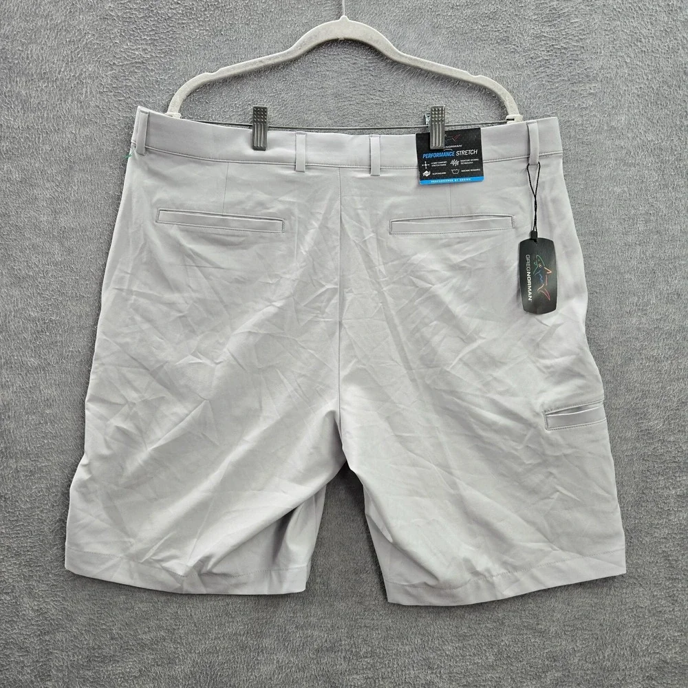 Greg Norman Men Shorts 38 Light‎ Gray Cargo Pocket High Rise 9 in Inseam NWT